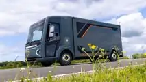REE Automotive P7-B electric Class 3 delivery truck exterior front three-quarter view