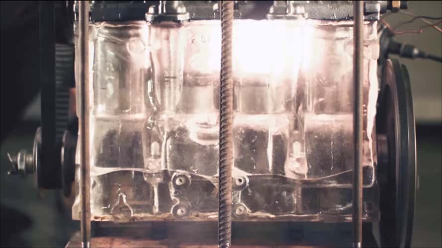 Watch this small see-through engine fire up and run