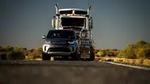 2018 Land Rover Discovery tows 110-ton road train