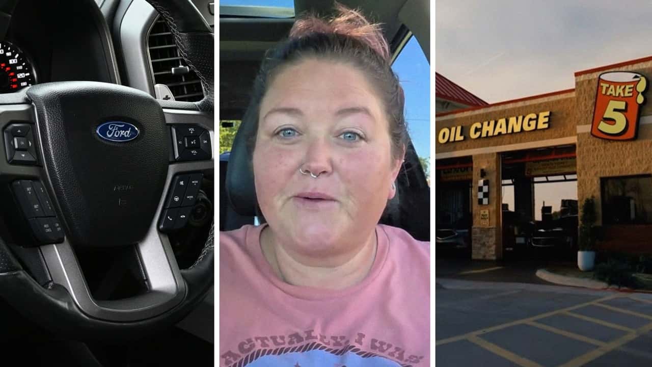 Woman goes to Take 5 for oil change.jpg