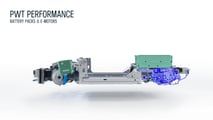 Plattform der neuen Alpine A110 (Zweisitzer): Die vordere Batterie liegt leicht gekippt knapp hinter der Vorderachse, die hintere über den Motoren