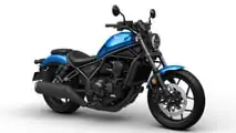 Honda CMX1100 Rebel 2024, Studio, Glint Wave Blue Metallic, vista delantera en ángulo derecho