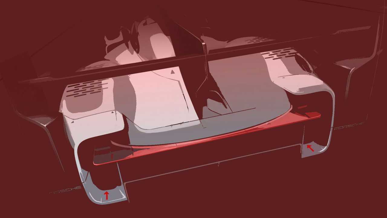Porsche Motorsport LMDh teaser sketch rear view