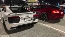 Tesla Model S Performance Raven vs Audi R8 V10 Plus Drag Racing
