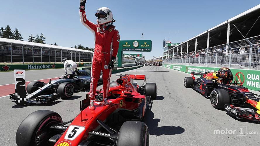 Pole sitter Sebastian Vettel, Ferrari SF71H celebrates in parc ferme
