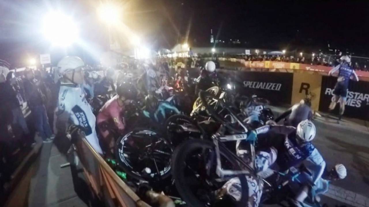 Motorcycle Stall Causes Huge Bicycle Accident — Video of the Day