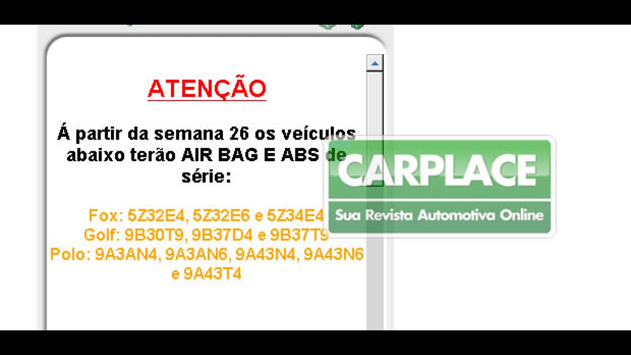Segredo! Fox, Polo e Golf terão airbags e freios ABS de série a partir da semana que vem
