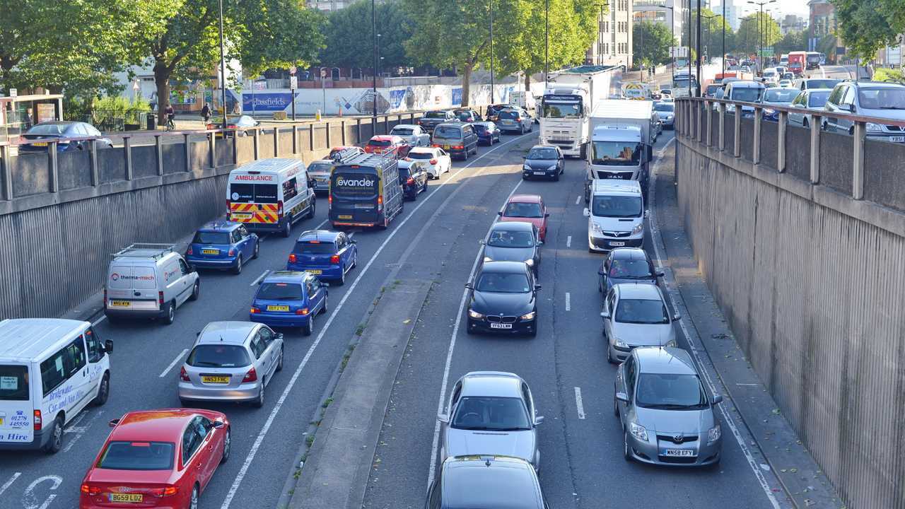 Slow moving traffic in Bristol UK