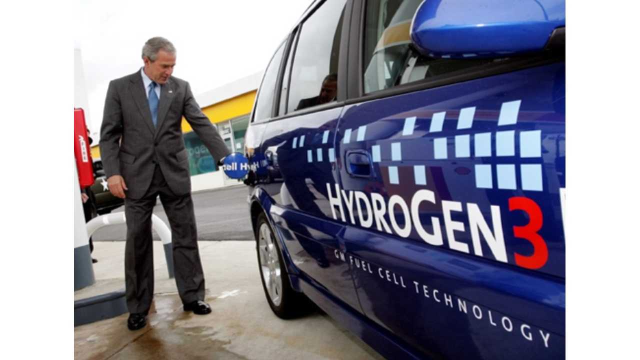 President Bush Filling GM's HydroGen3 GM Fuel Cell Vehicle In May 2005