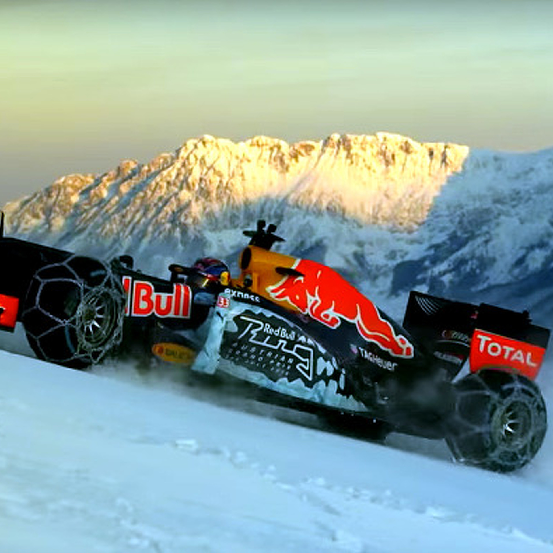 Watch a Red Bull Formula 1 Car Race Up Ski Slopes