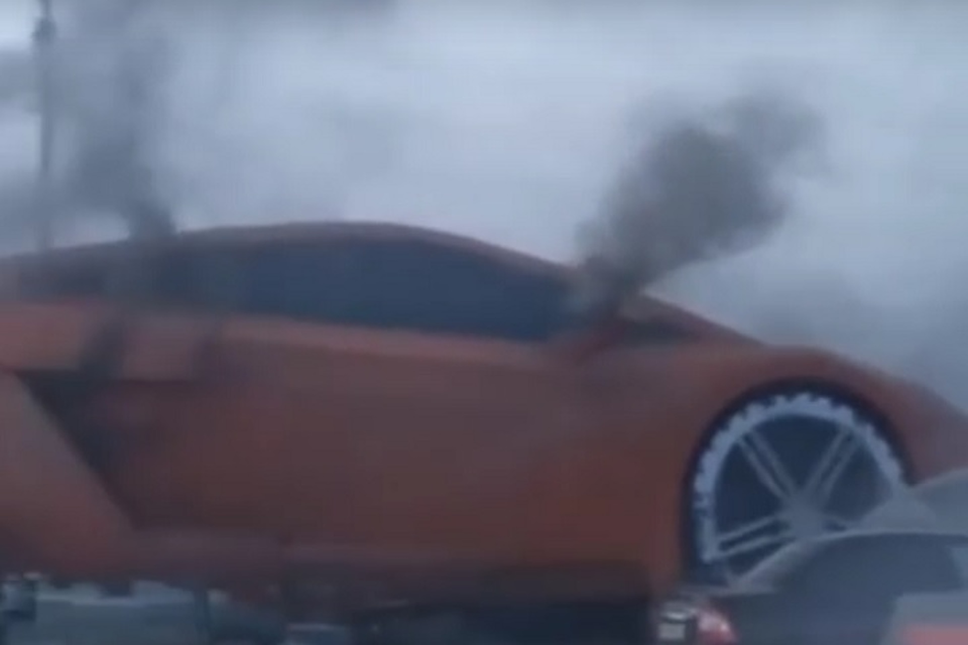 Watch a Giant Lamborghini Sculpture Catch Fire