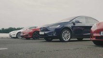 Check This Massive Tesla Drag Race with Model S, Model X, and Model 3