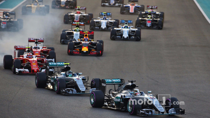 Lewis Hamilton, Mercedes AMG F1 W07 Hybrid leads at the start of the race