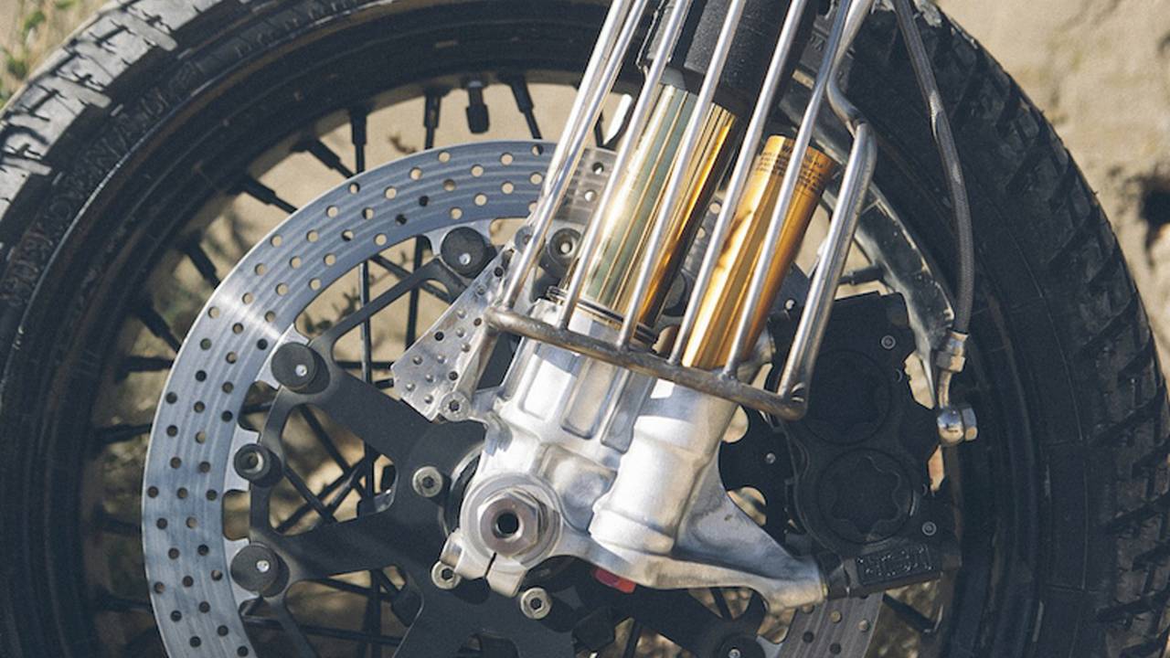 The forks on the Petardo were borrowed off an ultra prestigious Desmosedici RR MotoGP street replica
