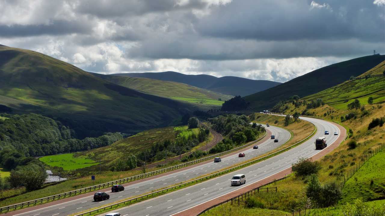 Section of the M6 motorway near Shap Cumbria England