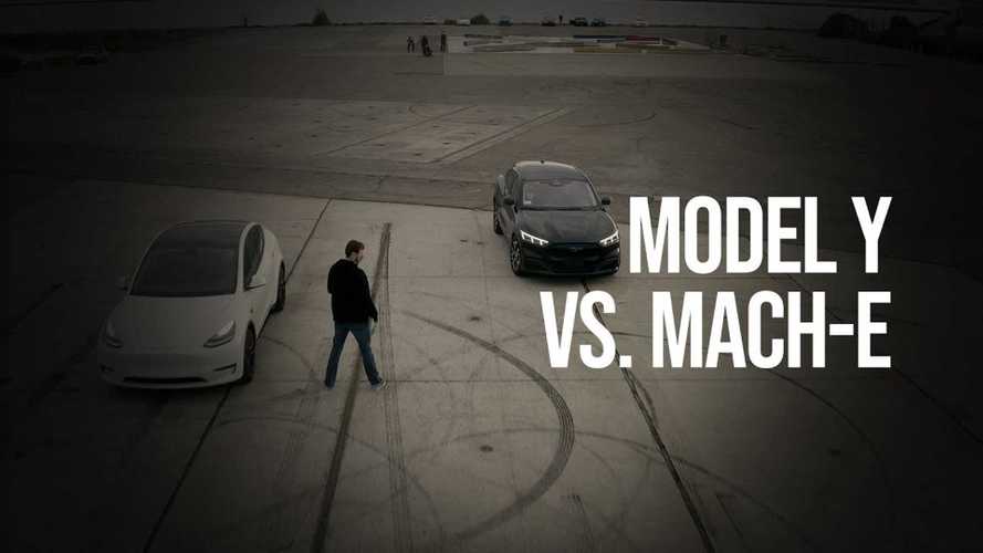 Tesla Model Y Vs Ford Mustang Mach-E Visual Comparison And Drag Race