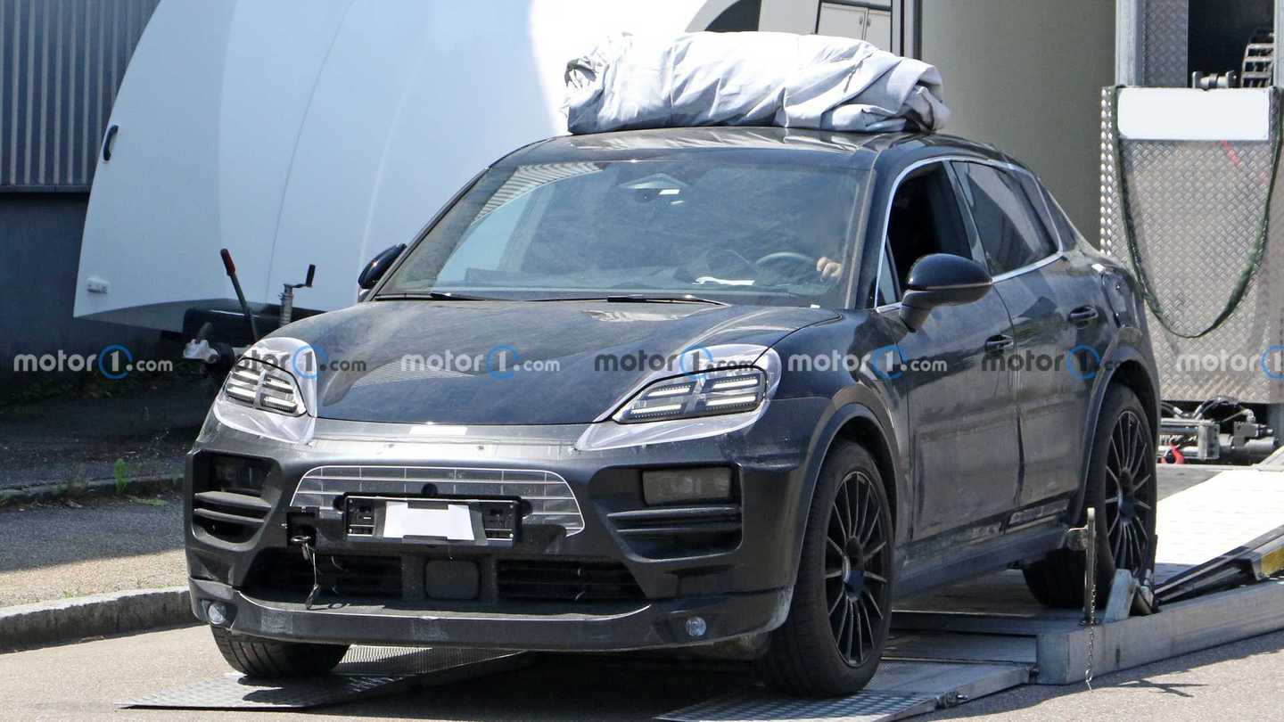 Porsche Macan EV Spy Shots Front Angled