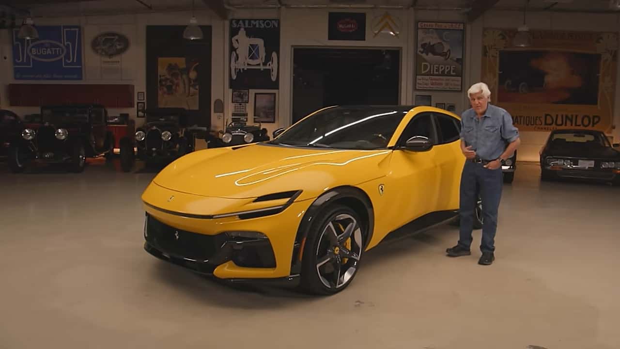 Jay Leno with the Ferrari Purosangue.