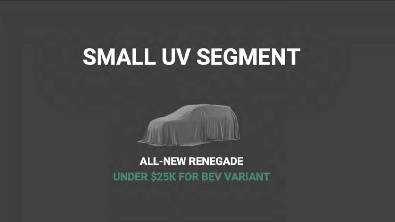 Jeep Renegade Elektroversion für 25.000 Dollar (Folie vom Stellantis Investor Day 2024, Ausschnitt)