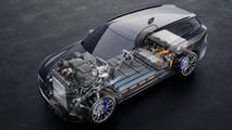 BMW iX5 Hydrogen: Röntgenbild mit Stack vorn, Pufferakku hinten und Tankstutzen