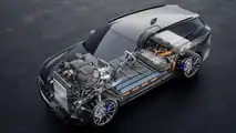 BMW iX5 Hydrogen: imagem de raio-X com pilha frontal, bateria traseira e bujão de gás