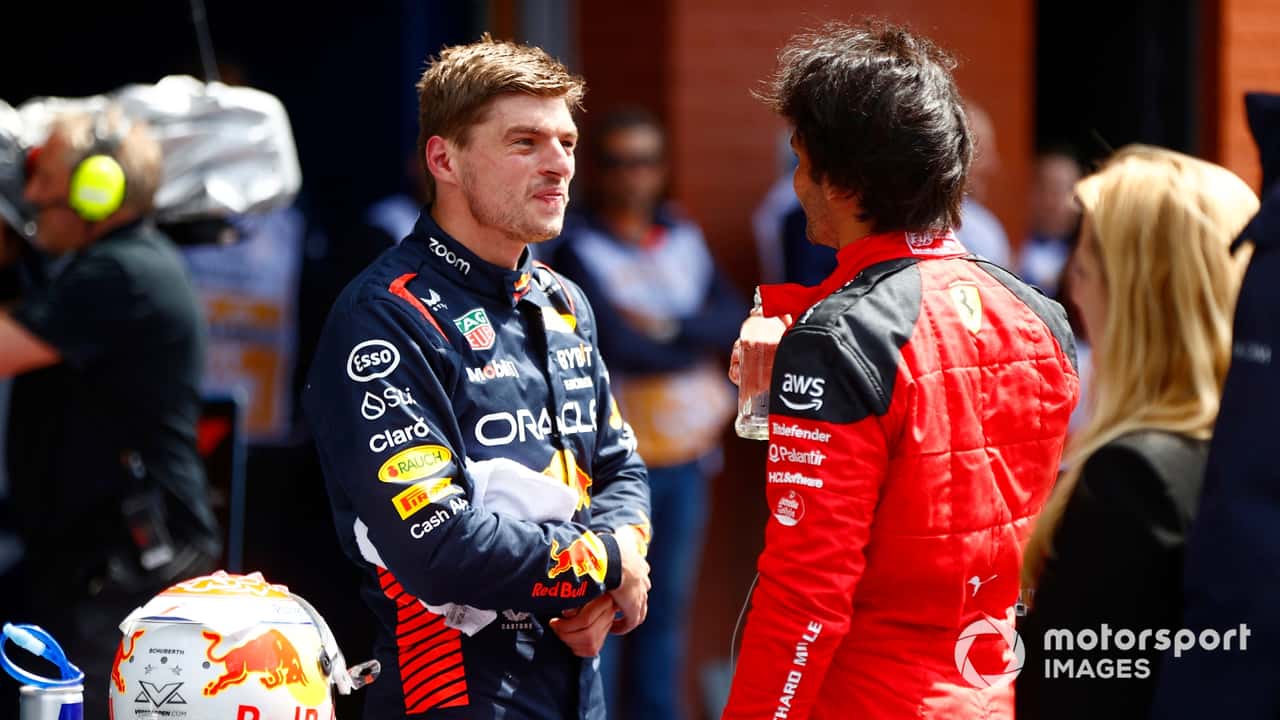 Max Verstappen with Carlos Sainz at Belgian GP 2023