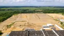 Aerial view of the construction site of the future giga-factory for battery cells at the Salzgitter site