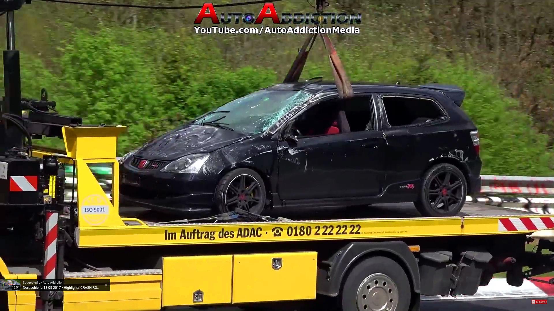 Honda Civic Type R Does Rollover Roof Slide At Nurburgring