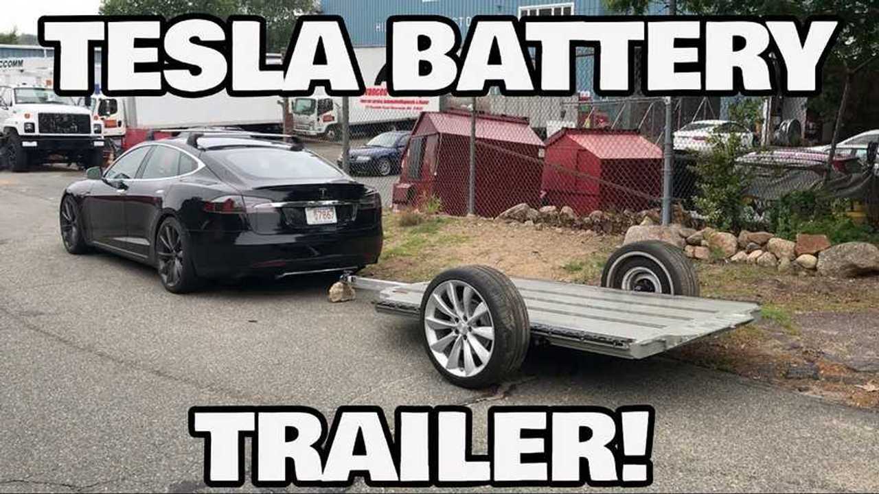 Check Out This Tesla Battery Converted To A Trailer