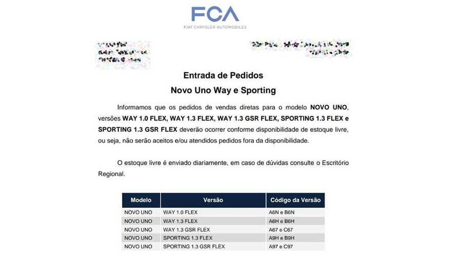 Fiat Uno - Comunicado