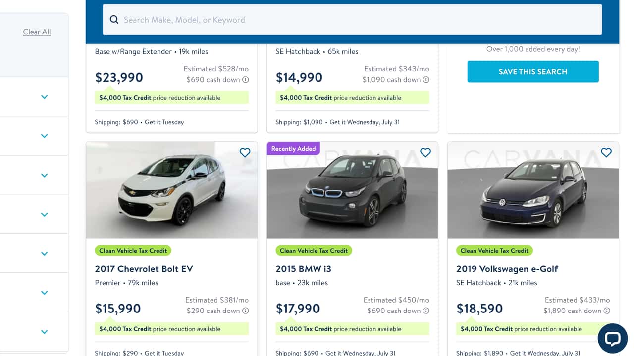 Carvana Used EVs