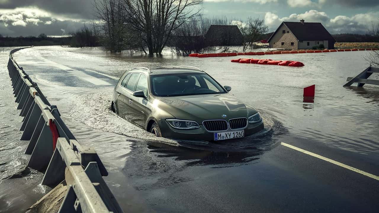 Auto im Hochwasser