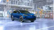 2023 Volkswagen ID.4 exterior front three-quarter view inside Chattanooga factory