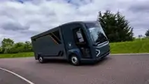 REE Automotive P7-B electric Class 3 delivery truck exterior front three-quarter view