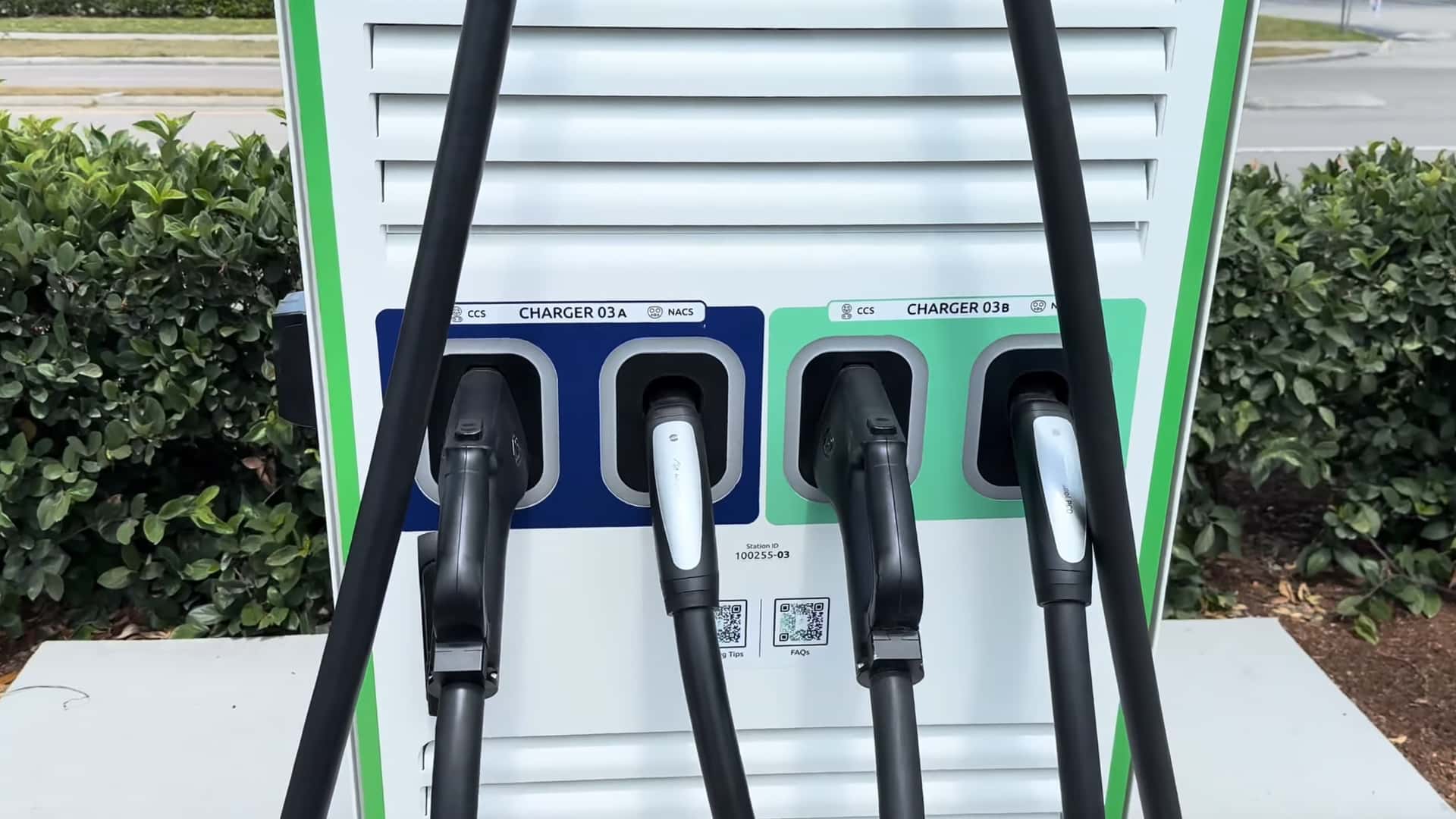 Electrify America charger with CCS1 and NACS cables