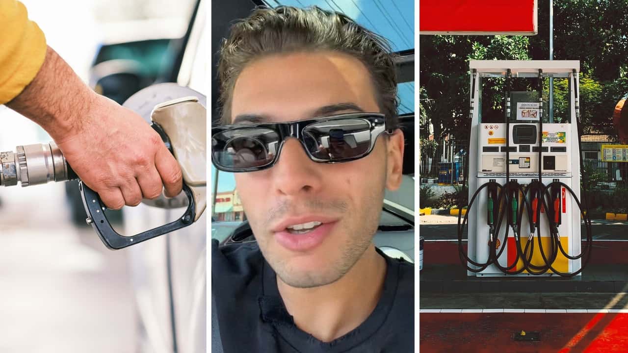 Man does something at the gas station