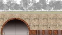 Detalles de redes para evitar el cruce de fauna cerca de un túnel