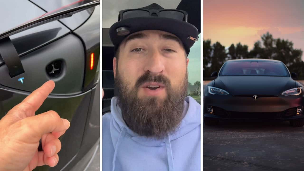Tesla owner tries to open charge port