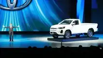 Toyota President Akio Toyoda with the Toyota Hilux Revo BEV Concept 
