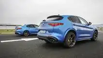 Alfa Romeo Giulia vs Alfa Romeo Stelvio drag yarışı