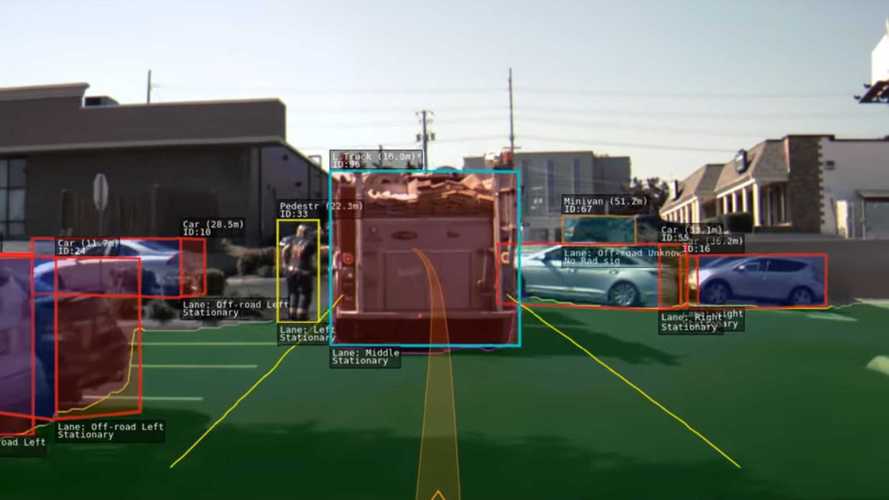 video tesla autopilot sees avoids construction cones