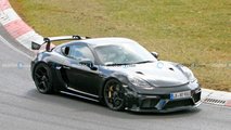 Porsche 718 Cayman GT4 RS Spy Shots Three Quarters Front End