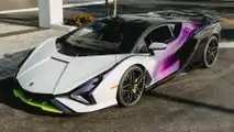 Lamborghini Sian in bianco, viola e nero