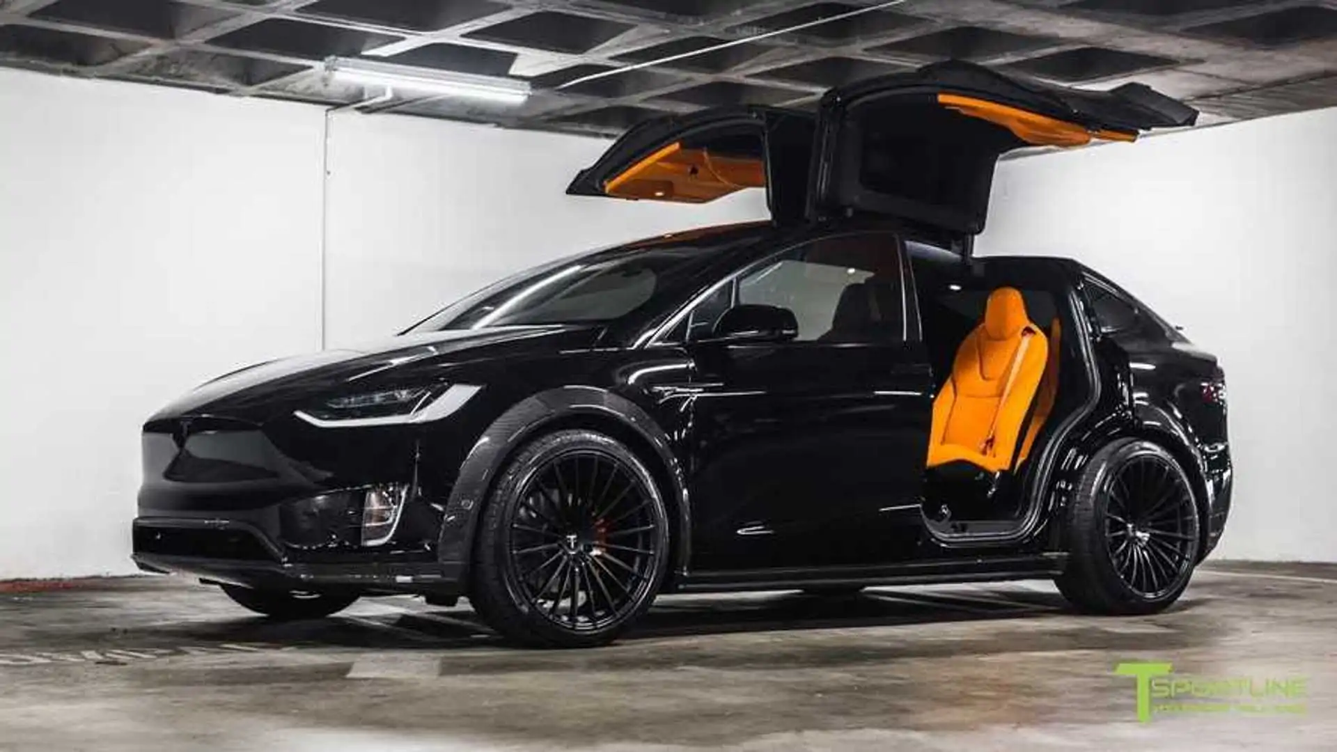 Check Out Tesla Model X Widebody With Orange Lamborghini Interior