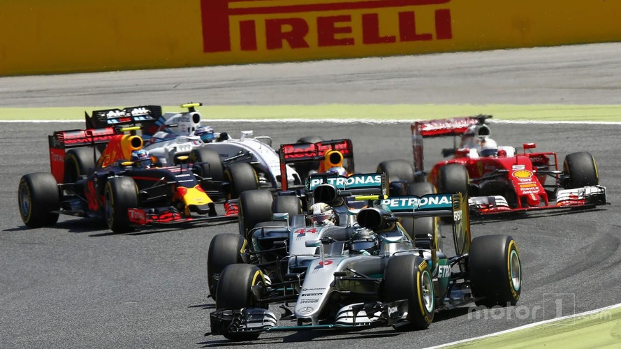 Nico Rosberg, Mercedes AMG F1 W07 Hybrid leads team mate Lewis Hamilton, Mercedes AMG F1 W07 Hybrid at the start of the race