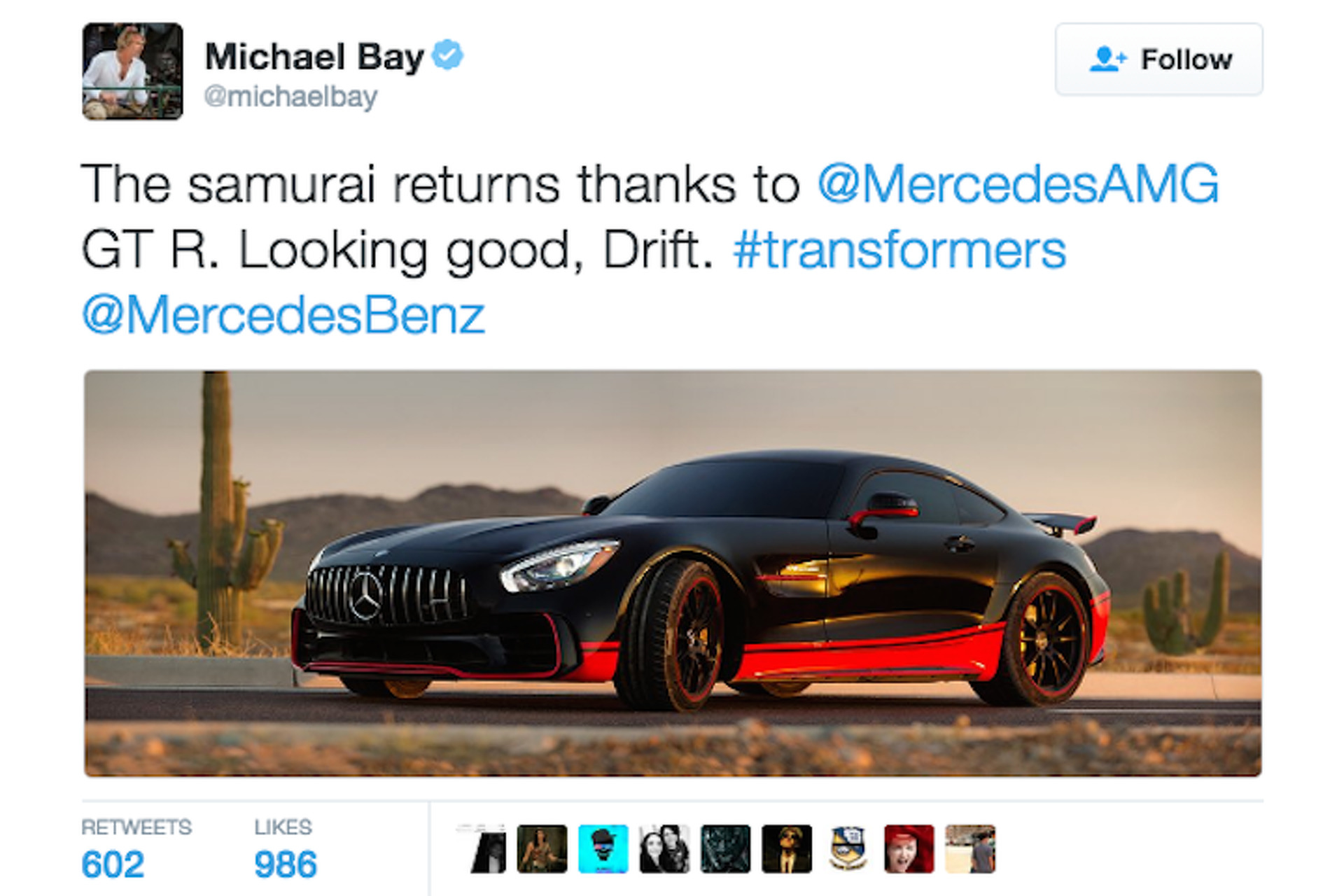 Mercedes-AMG GT R Gears up for Duty in 'Transformers: The Last Knight'