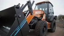 CASE 580 EV fully electric backhoe loader