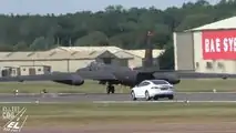 Tesla Model S Works As Chase Car For U-2S Take-Off At RAF Base