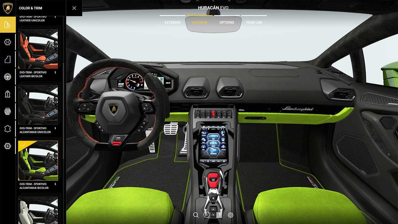 Lamborghini Huracan Evo, il configuratore online