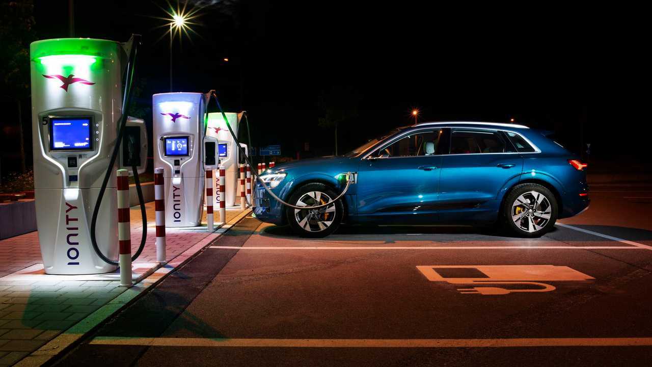 Audi e-tron charging at IONITY station
